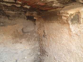 Limescale on walls of north-east vault, CEH