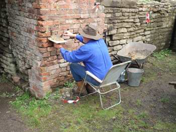 Repointing one wall of the Cornish Engine House