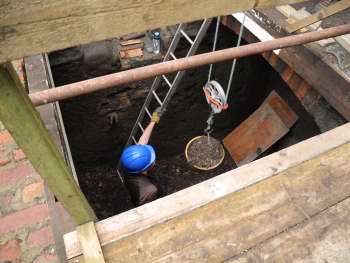 Hoisting spoil excavated from CEH