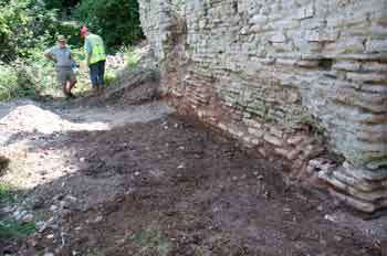 Cleared area along base of Cornish Engine House