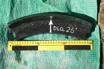 section of cyclinder casting, painted black with a yellow/black size indicator