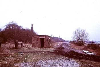 View along old railway track bed, 1985